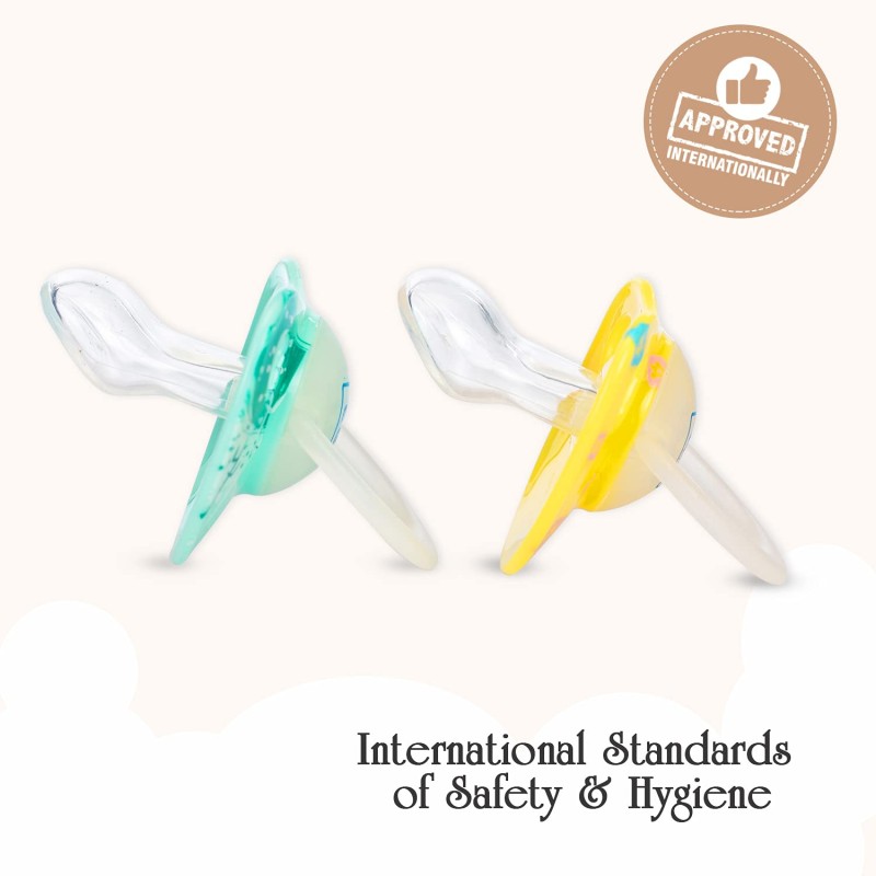 Mee Mee Baby Silicone Pacifier | Orthodontic Nipple for Oral Stimulation | Unique Shape to Support Psychological Breathing | Soother for Babies | Easy to Clean | 0-18 Months (Yellow/Green) Mee Mee Baby Silicone Pacifier | Orthodontic Nipple for Oral Stimulation | Unique Shape to Support Psychological Breathing | Soother for Babies | Easy to Clean | 0-18 Months (Yellow/Green)