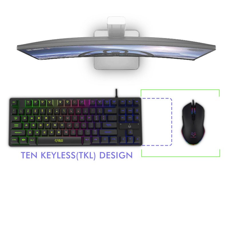 EvoFox Fireblade Wired Gaming Keyboard with Multiple Lightning Effects I Compact TKL Design I LED Backlit I 19 Anti Ghosting Keys I Windows Lock Key I Breathing Effect I Spill Resistant I 1.5M Braided Cable with Magnetic Ring (Black) EvoFox Fireblade Wired Gaming Keyboard with Multiple Lightning Effects I Compact TKL Design I LED Backlit I 19 Anti Ghosting Keys I Windows Lock Key I Breathing Effect I Spill Resistant I 1.5M Braided Cable with Magnetic Ring (Black)