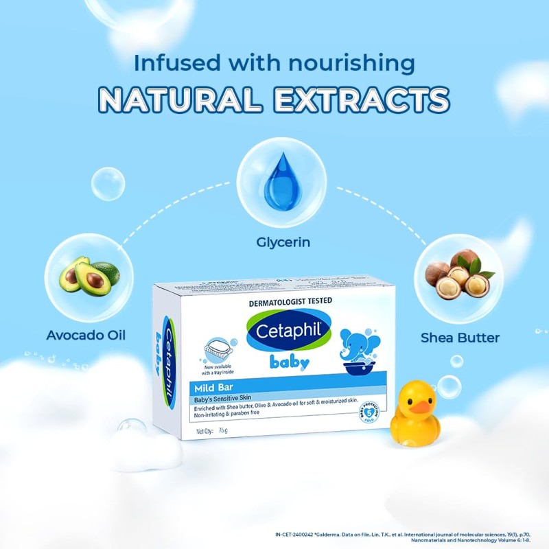 Cetaphil Baby Mild Bar 75gm, Kids Soap for Bath, White, Medium Cetaphil Baby Mild Bar 75gm, Kids Soap for Bath, White, Medium