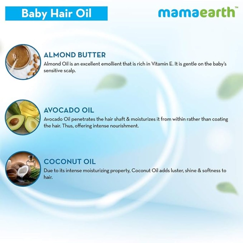 Mamaearth Nourishing Baby Hair Oil, with Almond & Avocado Oil - 200 ml, 1 piece Mamaearth Nourishing Baby Hair Oil, with Almond & Avocado Oil - 200 ml, 1 piece