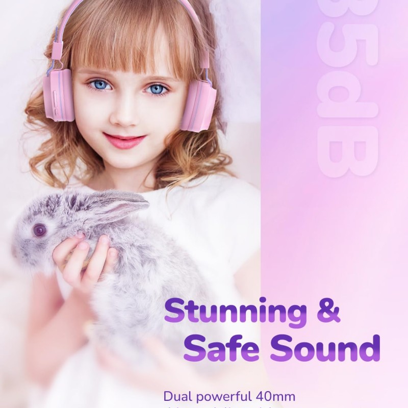 iClever Bluetooth on Ear Headphones for Girls, Kids Girls Headphones with Mic, Headset for Kids School/Tablet/Laptop Stereo Sound Colorful LED Lights Bluetooth 5.0, Foldable iClever Bluetooth on Ear Headphones for Girls, Kids Girls Headphones with Mic, Headset for Kids School/Tablet/Laptop Stereo Sound Colorful LED Lights Bluetooth 5.0, Foldable