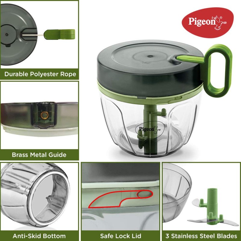 Pigeon Large Handy and Compact Chopper with 3 Blades for effortlessly Chopping Vegetables and Fruits (Multicolor, 650 ml, 14516) Pigeon Large Handy and Compact Chopper with 3 Blades for effortlessly Chopping Vegetables and Fruits (Multicolor, 650 ml, 14516)