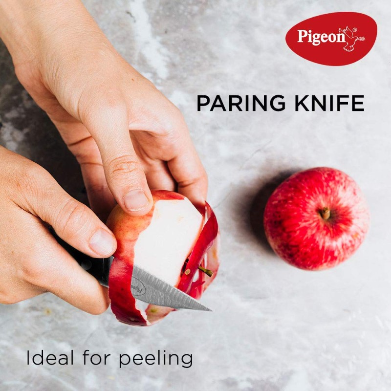 Pigeon by Stovekraft Angular Holder Shears Kitchen Knifes 6 Piece Set with Wooden Block (Stainless Steel) Pigeon by Stovekraft Angular Holder Shears Kitchen Knifes 6 Piece Set with Wooden Block (Stainless Steel)