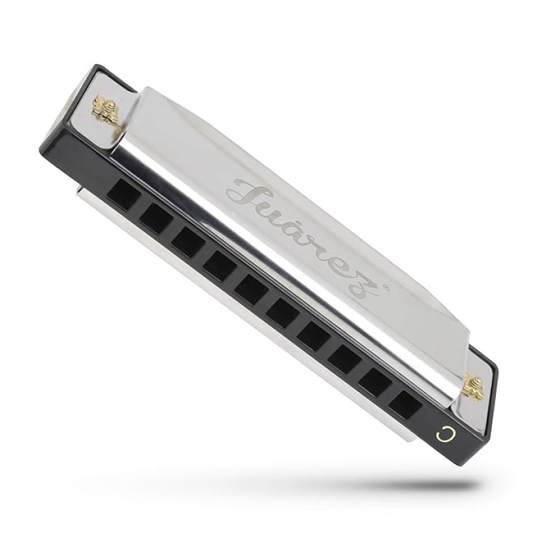 Juarez JRZ10HM Key C Diatonic Blues Harmonica 10 Hole 20 Tones with Case, Mouth Organ for Beginners, Students, Kids & Professionals, Silver Juarez JRZ10HM Key C Diatonic Blues Harmonica 10 Hole 20 Tones with Case, Mouth Organ for Beginners, Students, Kids & Professionals, Silver