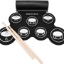 Powerpak G3001L-P Electronic Drum Kit Built-in Li-Battery 2000mAh Roll Up Drum Pad Portable Rechargeable Drum Kit with Headphone Jack Built-in Dual Speaker 2x Drum Pedals 2x Drum Sticks