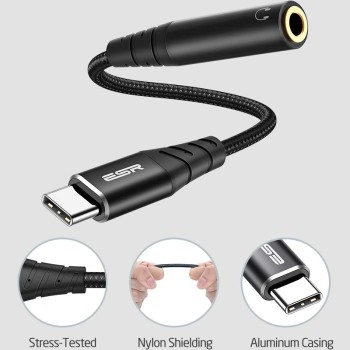 ESR USB Type-C to 3.5mm Female Headphone Jack Adapter,USB-C to Aux Audio Dongle Cable Compatible