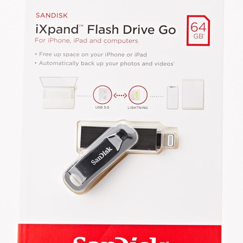 SanDisk 64GB iXpand Flash Drive Go for iPhone and iPad - SDIX60N-064G-GN6NN, Black SanDisk 64GB iXpand Flash Drive Go for iPhone and iPad - SDIX60N-064G-GN6NN, Black