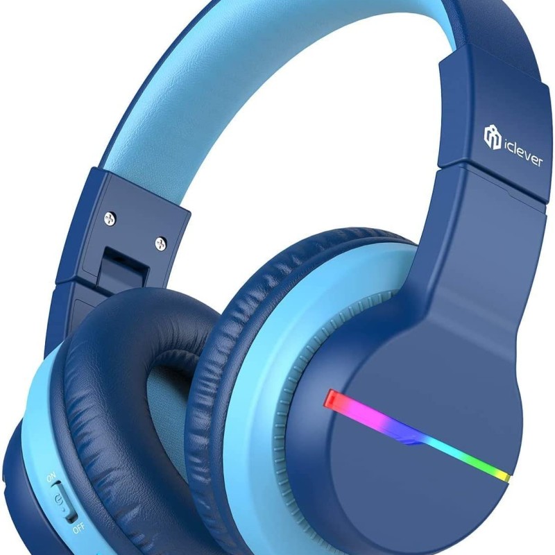 iClever Bluetooth Headphones with Mic, Headphones for Kids with 74/85/94dB Volume Limited Over The Ear Headset, 40H Playtime, Bluetooth 5.0, BTH12 Headphones for Boys Children Headphones, Blue iClever Bluetooth Headphones with Mic, Headphones for Kids with 74/85/94dB Volume Limited Over The Ear Headset, 40H Playtime, Bluetooth 5.0, BTH12 Headphones for Boys Children Headphones, Blue