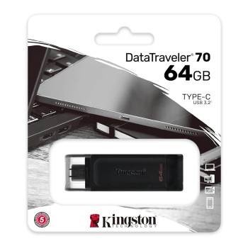 Kingston DataTraveler 70 64GB Portable and Lightweight USB-C flashdrive with USB 3.2 Gen 1 speeds DT70/64GB