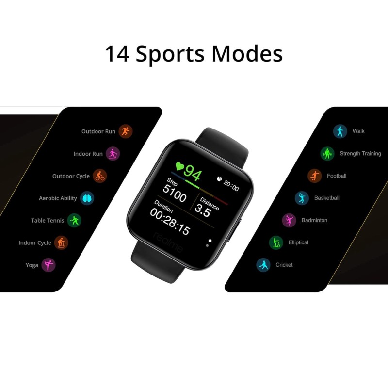 realme Fashion Watch 3.56 cm (1.4") Large HD Color Display, Full Touch Screen, SpO2, Continuous Heart Rate Monitor, Black, Free Size (RMA161) realme Fashion Watch 3.56 cm (1.4") Large HD Color Display, Full Touch Screen, SpO2, Continuous Heart Rate Monitor, Black, Free Size (RMA161)