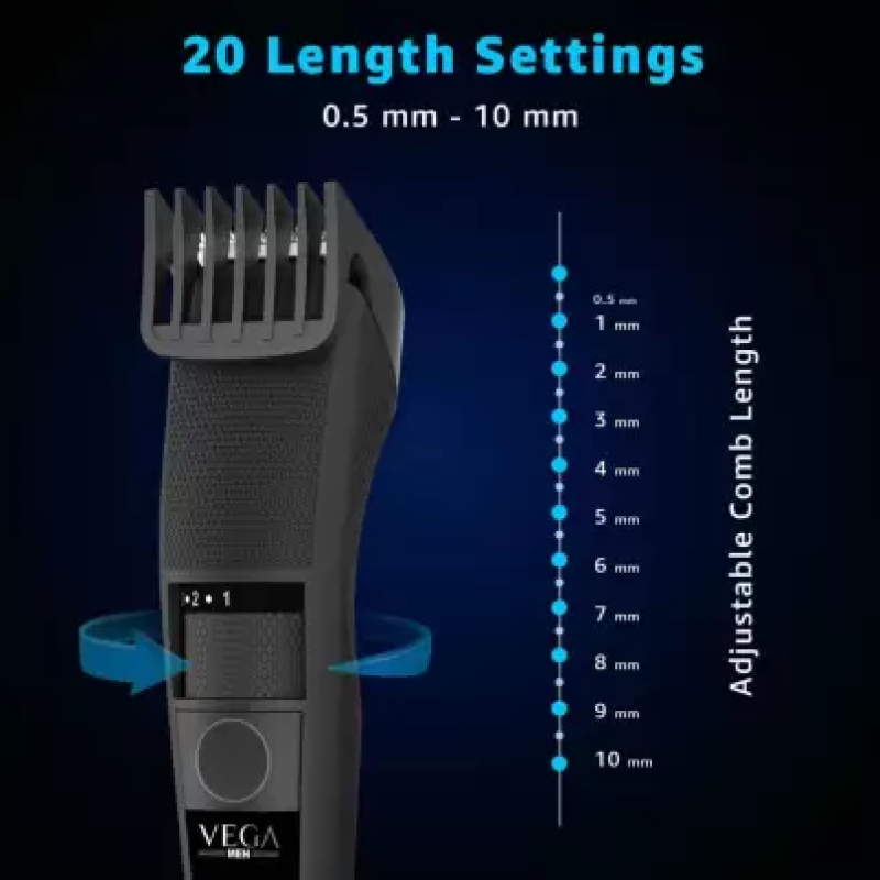 VEGA VHTH-19 ( T-3 BEARD TRIMMER ) Trimmer 90 min Runtime 20 Length Settings (Black) VEGA VHTH-19 ( T-3 BEARD TRIMMER ) Trimmer 90 min Runtime 20 Length Settings (Black)