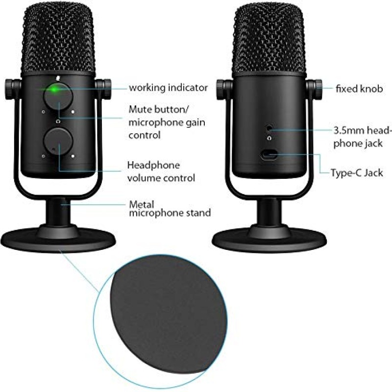 MAONO AU-902 USB Condenser Podcast Microphone, with Dual Volume Control, Mute Button, Monitor Headphone Jack, Plug and Play Mic for Vlogging, Gaming, Studio Recording, YouTube MAONO AU-902 USB Condenser Podcast Microphone, with Dual Volume Control, Mute Button, Monitor Headphone Jack, Plug and Play Mic for Vlogging, Gaming, Studio Recording, YouTube