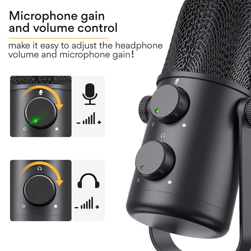 MAONO AU-902 USB Condenser Podcast Microphone, with Dual Volume Control, Mute Button, Monitor Headphone Jack, Plug and Play Mic for Vlogging, Gaming, Studio Recording, YouTube MAONO AU-902 USB Condenser Podcast Microphone, with Dual Volume Control, Mute Button, Monitor Headphone Jack, Plug and Play Mic for Vlogging, Gaming, Studio Recording, YouTube
