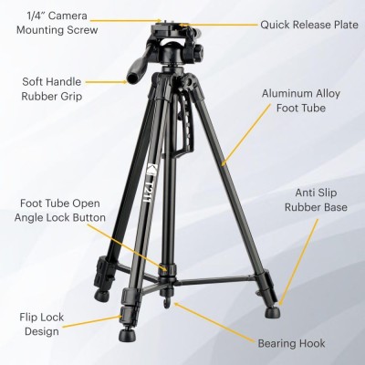 Kodak T211 Tripod for DSLR, Camera |Operating Height: 5.1 Feet | Maximum Load Capacity up to 5kg | Portable Lightweight Aluminum Tripod with 360 Degree Ball Head | Carry Bag Included (Black) Kodak T211 Tripod for DSLR, Camera |Operating Height: 5.1 Feet | Maximum Load Capacity up to 5kg | Portable Lightweight Aluminum Tripod with 360 Degree Ball Head | Carry Bag Included (Black)