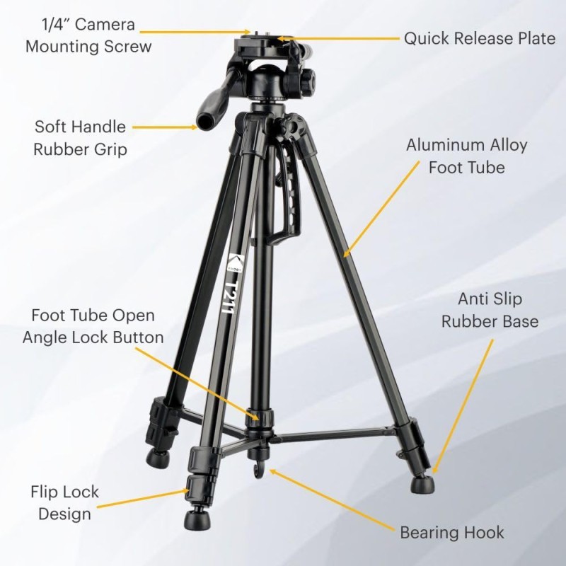 Kodak T211 Tripod for DSLR, Camera |Operating Height: 5.1 Feet | Maximum Load Capacity up to 5kg | Portable Lightweight Aluminum Tripod with 360 Degree Ball Head | Carry Bag Included (Black) Kodak T211 Tripod for DSLR, Camera |Operating Height: 5.1 Feet | Maximum Load Capacity up to 5kg | Portable Lightweight Aluminum Tripod with 360 Degree Ball Head | Carry Bag Included (Black)