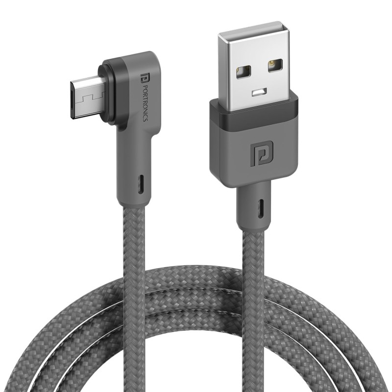 Portronics Konnect L 1.2Mtr, Fast Charging 3A Micro USB Cable with Charge & Sync Function (Grey) Portronics Konnect L 1.2Mtr, Fast Charging 3A Micro USB Cable with Charge & Sync Function (Grey)