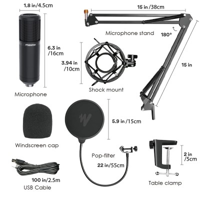 MAONO AU-PM420 USB Podcast Condenser Microphone, Computer Mic with Professional Sound Chipset for Gaming, Streaming, YouTube, Voice Over, Studio, Home Recording MAONO AU-PM420 USB Podcast Condenser Microphone, Computer Mic with Professional Sound Chipset for Gaming, Streaming, YouTube, Voice Over, Studio, Home Recording
