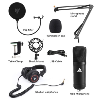 Maono AU-A04H Computer USB Microphone with Studio Headphone Set, Cardioid Podcast Condenser Mic for Gaming, Recording, PS4, Streaming, ASMR, YouTube, Singing, Vocal, PC Maono AU-A04H Computer USB Microphone with Studio Headphone Set, Cardioid Podcast Condenser Mic for Gaming, Recording, PS4, Streaming, ASMR, YouTube, Singing, Vocal, PC