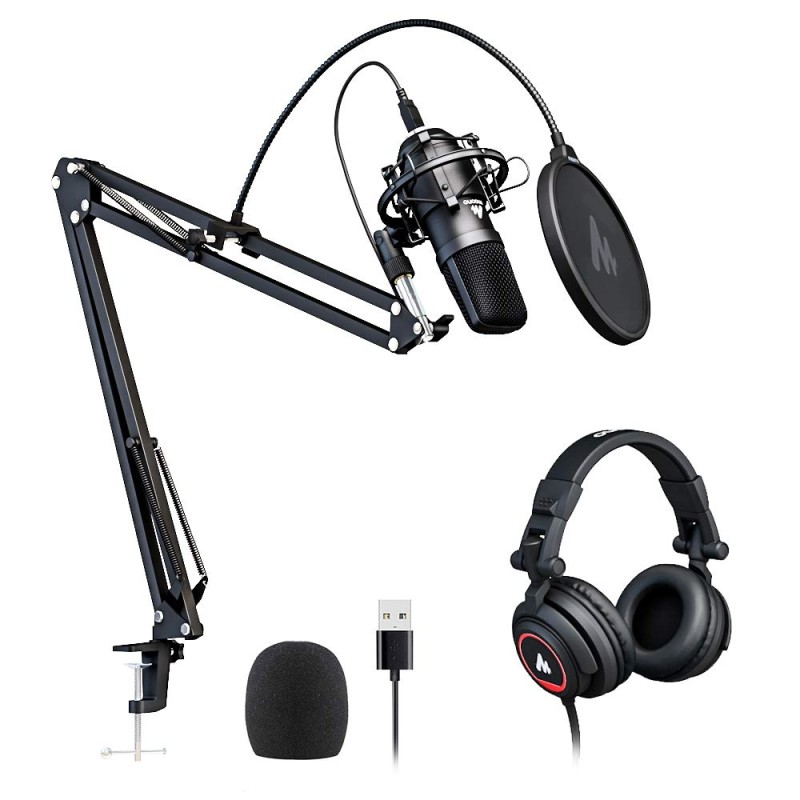 Maono AU-A04H Computer USB Microphone with Studio Headphone Set, Cardioid Podcast Condenser Mic for Gaming, Recording, PS4, Streaming, ASMR, YouTube, Singing, Vocal, PC Maono AU-A04H Computer USB Microphone with Studio Headphone Set, Cardioid Podcast Condenser Mic for Gaming, Recording, PS4, Streaming, ASMR, YouTube, Singing, Vocal, PC