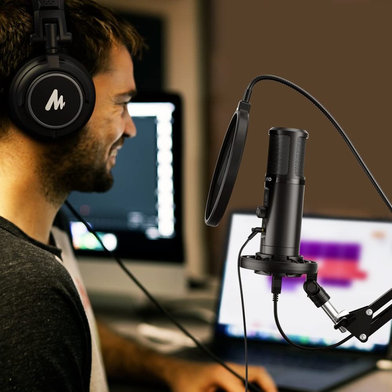 MAONO Au-Pm422 Podcast USB Microphone With Zero Latency Monitoring,192Khz/24Bit Professional Cardioid Condenser Mic With Touch Mute Button And Mic Gain Knob For Recording,Podcasting,Gaming,Youtube MAONO Au-Pm422 Podcast USB Microphone With Zero Latency Monitoring,192Khz/24Bit Professional Cardioid Condenser Mic With Touch Mute Button And Mic Gain Knob For Recording,Podcasting,Gaming,Youtube