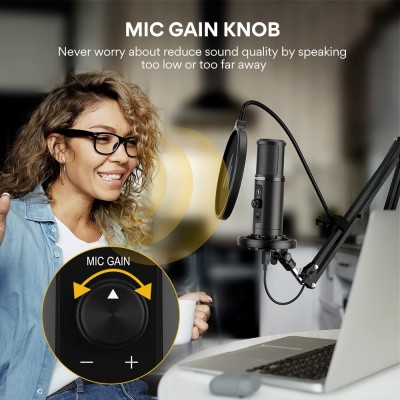 MAONO Au-Pm422 Podcast USB Microphone With Zero Latency Monitoring,192Khz/24Bit Professional Cardioid Condenser Mic With Touch Mute Button And Mic Gain Knob For Recording,Podcasting,Gaming,Youtube MAONO Au-Pm422 Podcast USB Microphone With Zero Latency Monitoring,192Khz/24Bit Professional Cardioid Condenser Mic With Touch Mute Button And Mic Gain Knob For Recording,Podcasting,Gaming,Youtube
