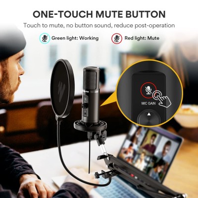 MAONO Au-Pm422 Podcast USB Microphone With Zero Latency Monitoring,192Khz/24Bit Professional Cardioid Condenser Mic With Touch Mute Button And Mic Gain Knob For Recording,Podcasting,Gaming,Youtube MAONO Au-Pm422 Podcast USB Microphone With Zero Latency Monitoring,192Khz/24Bit Professional Cardioid Condenser Mic With Touch Mute Button And Mic Gain Knob For Recording,Podcasting,Gaming,Youtube