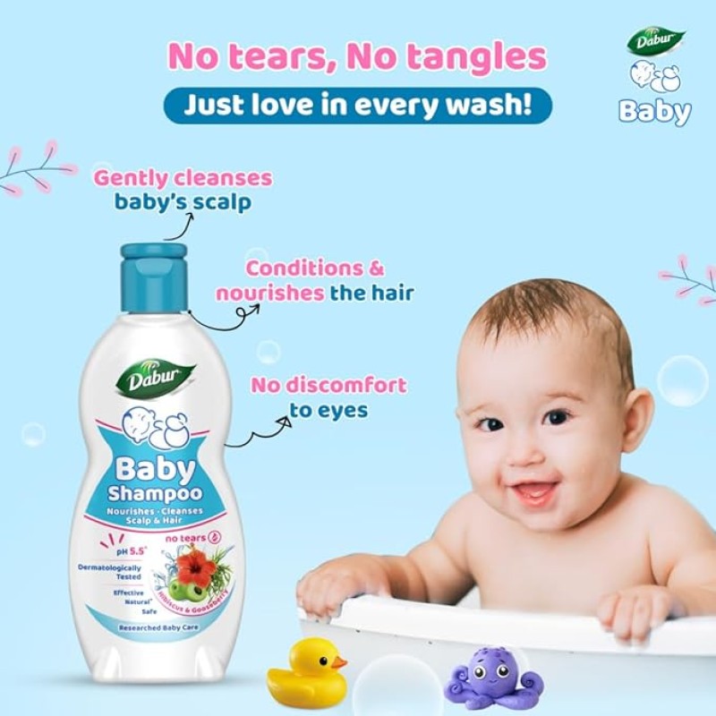 Dabur Baby Gentle Nourishing Shampoo: With No Harmful Chemicals & Tear Free Formula |Contains Aloe Vera & Gooseberry | pH balanced , Hypoallergenic & Dermatologically Tested with No Paraben & Phthalates -500 ml Dabur Baby Gentle Nourishing Shampoo: With No Harmful Chemicals & Tear Free Formula |Contains Aloe Vera & Gooseberry | pH balanced , Hypoallergenic & Dermatologically Tested with No Paraben & Phthalates -500 ml