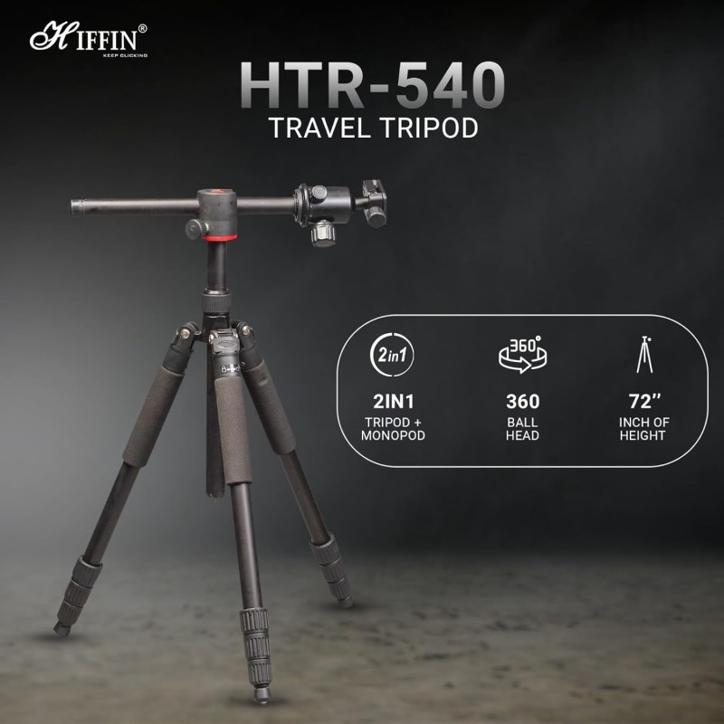 Hiffin HF-550 Tripod, 65 inches Special Quality Camera Tripod for Canon Nikon DSLR, Aluminum Alloy Tripod with 360 Degree Ball Head, Professional Tripod for Travel and Work (Black) Hiffin HF-550 Tripod, 65 inches Special Quality Camera Tripod for Canon Nikon DSLR, Aluminum Alloy Tripod with 360 Degree Ball Head, Professional Tripod for Travel and Work (Black)