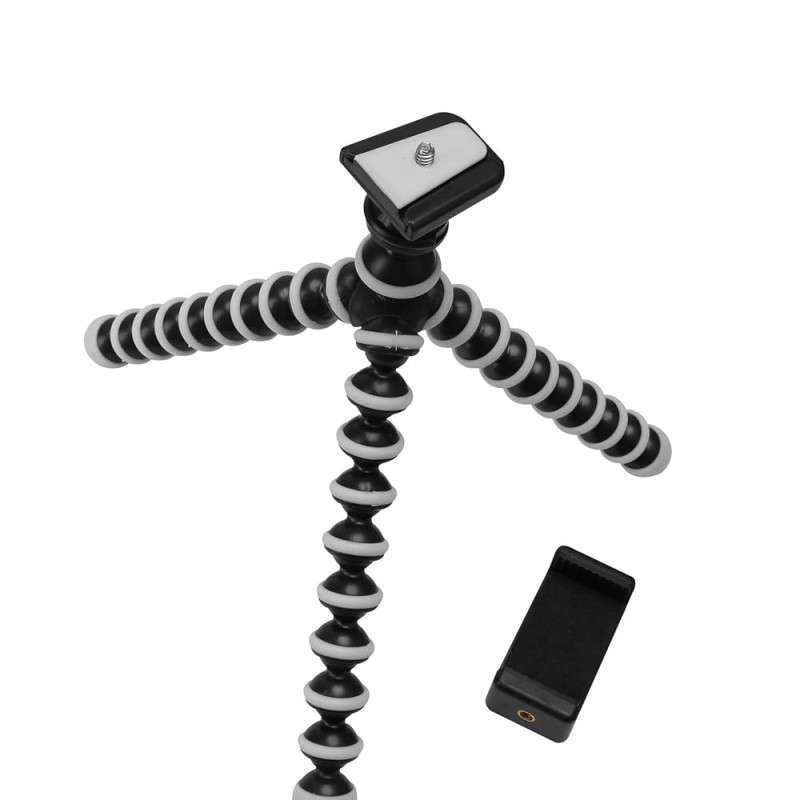 Photron 13 inches Flexible GorillaPod Octopod Tripod with Mobile Holder Attachment & 360 Degree Ball Head for Smartphones, Compact Cameras, Action Cameras | Load Capacity: 1.5kg - NOT for DSLR (Black) Photron 13 inches Flexible GorillaPod Octopod Tripod with Mobile Holder Attachment & 360 Degree Ball Head for Smartphones, Compact Cameras, Action Cameras | Load Capacity: 1.5kg - NOT for DSLR (Black)