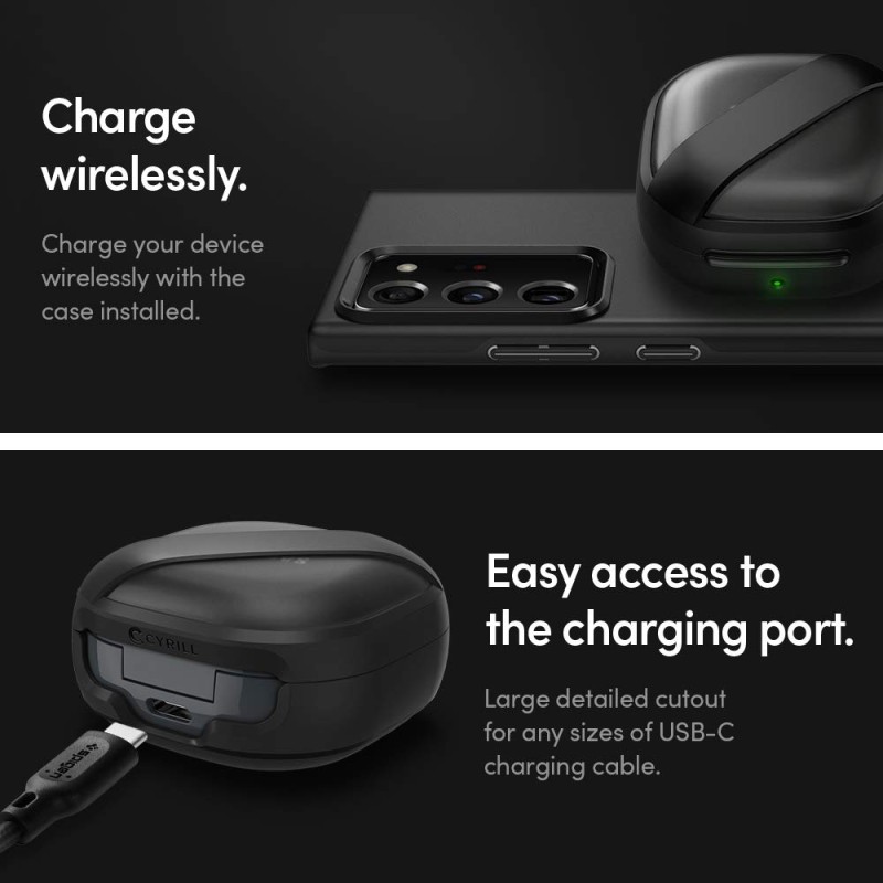 CYRILL by Spigen Galaxy Buds Live/Galaxy Buds Pro Cover Case Color Brick Collection PU and PC Dual Protection Hard Cover Designed for Galaxy Buds Live Case (2020) / Galaxy Buds Pro (2021) - Black CYRILL by Spigen Galaxy Buds Live/Galaxy Buds Pro Cover Case Color Brick Collection PU and PC Dual Protection Hard Cover Designed for Galaxy Buds Live Case (2020) / Galaxy Buds Pro (2021) - Black