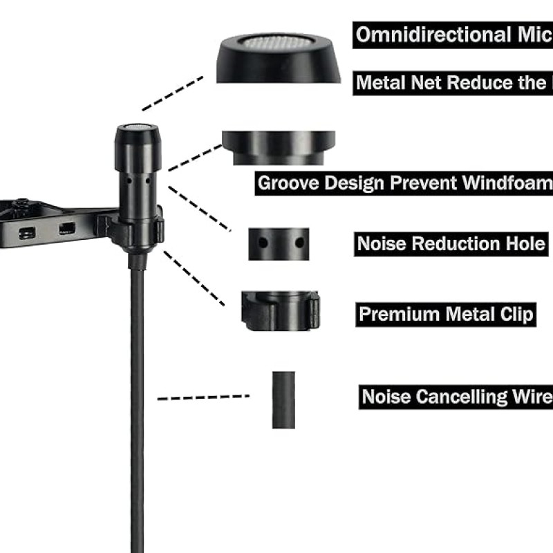 JUAREZ JRM50 Lavalier Microphone Lav Mic Auxiliary Omnidirectional Condenser Clip Mic, 2 M/6.5 Feet TPE Cable (Black) JUAREZ JRM50 Lavalier Microphone Lav Mic Auxiliary Omnidirectional Condenser Clip Mic, 2 M/6.5 Feet TPE Cable (Black)