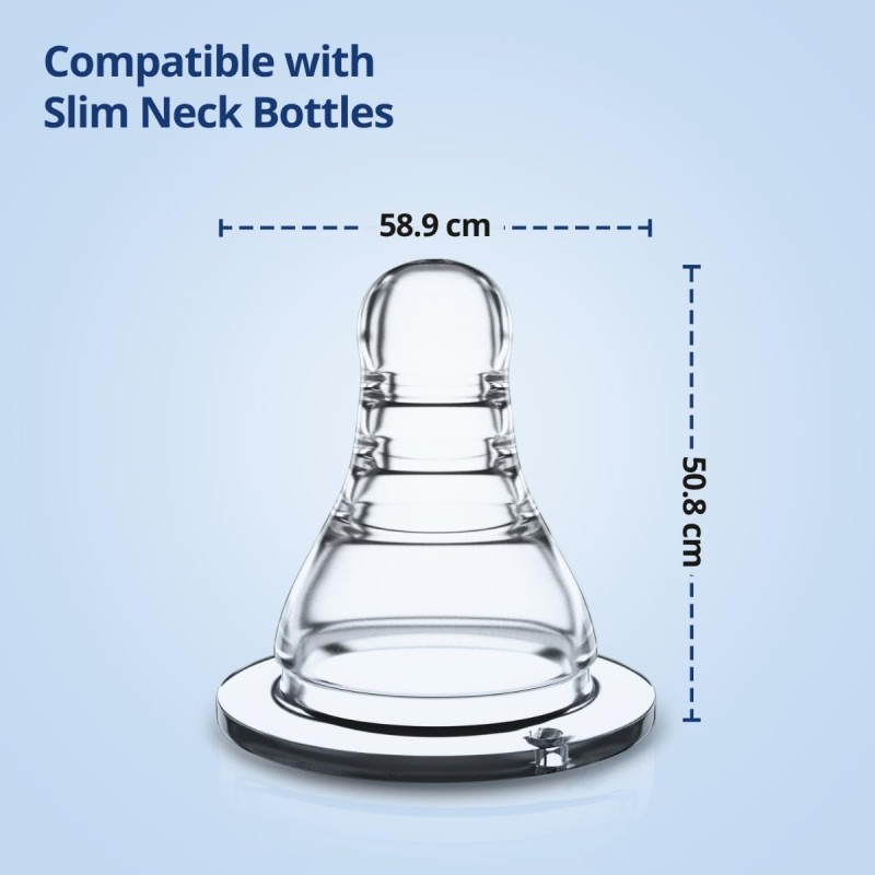 LuvLap Anti-Colic Essential Teat/Nipple for Slim Neck Bottle,4Pcs Variable Flow, 9M+, Made of Soft & Flexible Silicone, Mimics Breastfeeding, Leak Proof, Bpa Free, Comes with Sturdy Base LuvLap Anti-Colic Essential Teat/Nipple for Slim Neck Bottle,4Pcs Variable Flow, 9M+, Made of Soft & Flexible Silicone, Mimics Breastfeeding, Leak Proof, Bpa Free, Comes with Sturdy Base