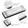 JUAREZ Azüre 10 Hole 20 Tone Diatonic Harmonica Key of C Scale | Mouth Organ | Cover - Stainless Steel | Comb - ABS | Reed - Phosphor Bronze with Cloth & Case JUAREZ Azüre 10 Hole 20 Tone Diatonic Harmonica Key of C Scale | Mouth Organ | Cover - Stainless Steel | Comb - ABS | Reed - Phosphor Bronze with Cloth & Case