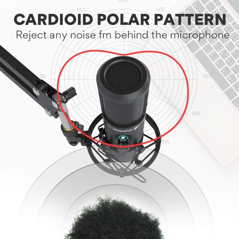 MAONO AU-PM421 Large Diaphragm Condenser USB Unidirectional Microphone, Professional Studio Recording Mic with 1-Touch Mute and Mic Gain Knob for Pc, Singing, Podcast, Gaming, YouTube (Black) MAONO AU-PM421 Large Diaphragm Condenser USB Unidirectional Microphone, Professional Studio Recording Mic with 1-Touch Mute and Mic Gain Knob for Pc, Singing, Podcast, Gaming, YouTube (Black)
