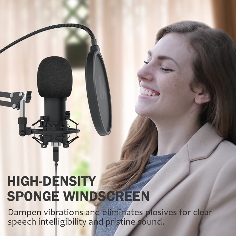 MAONO AU-PM421 Large Diaphragm Condenser USB Unidirectional Microphone, Professional Studio Recording Mic with 1-Touch Mute and Mic Gain Knob for Pc, Singing, Podcast, Gaming, YouTube (Black) MAONO AU-PM421 Large Diaphragm Condenser USB Unidirectional Microphone, Professional Studio Recording Mic with 1-Touch Mute and Mic Gain Knob for Pc, Singing, Podcast, Gaming, YouTube (Black)
