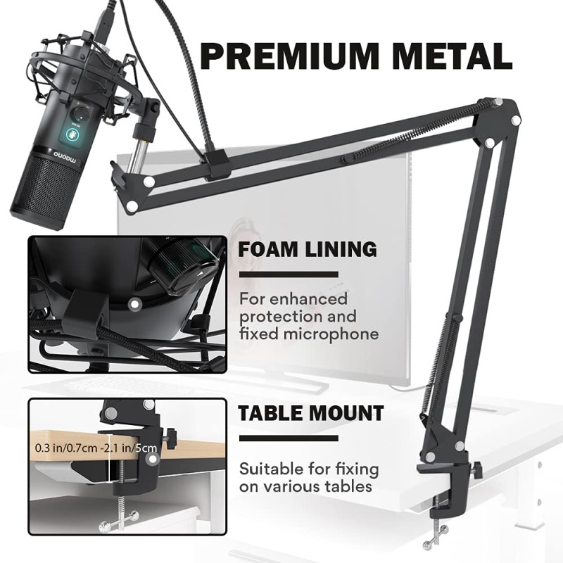 MAONO AU-PM421 Large Diaphragm Condenser USB Unidirectional Microphone, Professional Studio Recording Mic with 1-Touch Mute and Mic Gain Knob for Pc, Singing, Podcast, Gaming, YouTube (Black) MAONO AU-PM421 Large Diaphragm Condenser USB Unidirectional Microphone, Professional Studio Recording Mic with 1-Touch Mute and Mic Gain Knob for Pc, Singing, Podcast, Gaming, YouTube (Black)