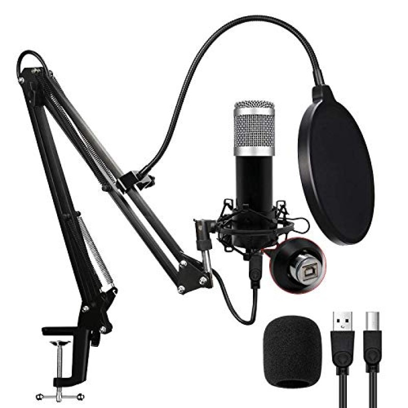 Powerpak BM-800 USB Condenser Microphone Kit for Gaming, Podcast, LiveStreaming, YouTube Recording Plug & Play with Scissor Stand Pop Filter USB Cable Foam Cap and Shock Mount (Black) Powerpak BM-800 USB Condenser Microphone Kit for Gaming, Podcast, LiveStreaming, YouTube Recording Plug & Play with Scissor Stand Pop Filter USB Cable Foam Cap and Shock Mount (Black)