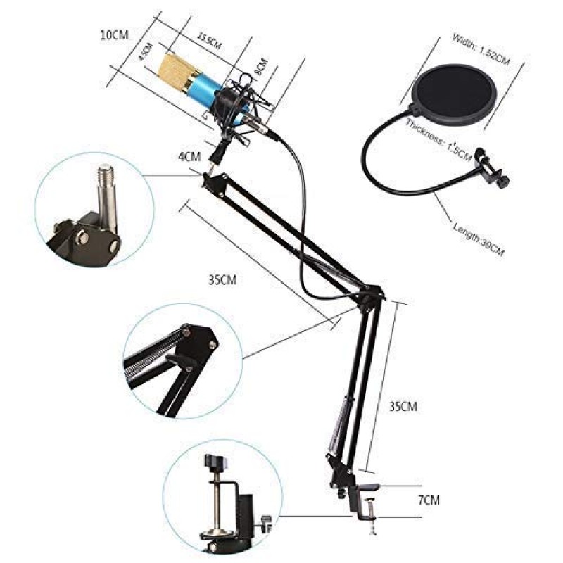 Powerpak BM-800 USB Condenser Microphone Kit for Gaming, Podcast, LiveStreaming, YouTube Recording Plug & Play with Scissor Stand Pop Filter USB Cable Foam Cap and Shock Mount (Black) Powerpak BM-800 USB Condenser Microphone Kit for Gaming, Podcast, LiveStreaming, YouTube Recording Plug & Play with Scissor Stand Pop Filter USB Cable Foam Cap and Shock Mount (Black)