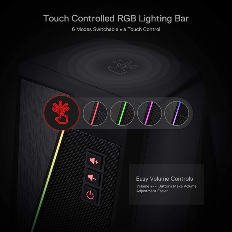 Redragon GS520 Anvil RGB Desktop Speakers, 2.0 Channel PC Computer Stereo Speaker with 6 Colorful LED Modes, Enhanced Sound and Easy-Access Volume Control, USB Powered w/ 3.5mm Cable Redragon GS520 Anvil RGB Desktop Speakers, 2.0 Channel PC Computer Stereo Speaker with 6 Colorful LED Modes, Enhanced Sound and Easy-Access Volume Control, USB Powered w/ 3.5mm Cable
