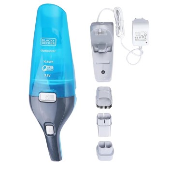BLACK+DECKER WDC215WA-QW 7.2 V,10.8W Lithium-Ion Wet and Dry Cordless Dustbuster Handheld Vacuum Cleaner (Blue)-Charge Fully Before Using