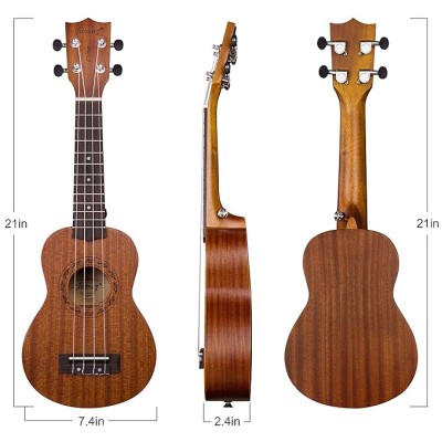 JUAREZ Etéreo 21" Soprano Ukulele, Sapele Top & Body, Aquila Italian Strings, Black Diecast Machine, Rosewood Fretboard & Bridge with Gig Bag, 2 Picks, Digital Tuner, Natural JUAREZ Etéreo 21" Soprano Ukulele, Sapele Top & Body, Aquila Italian Strings, Black Diecast Machine, Rosewood Fretboard & Bridge with Gig Bag, 2 Picks, Digital Tuner, Natural