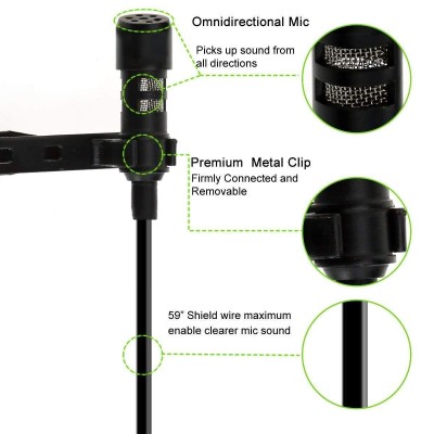 HUMBLE Dynamic Lapel Collar Mic Voice Recording Filter Microphone for Singing Youtube SmartPhones, Black HUMBLE Dynamic Lapel Collar Mic Voice Recording Filter Microphone for Singing Youtube SmartPhones, Black