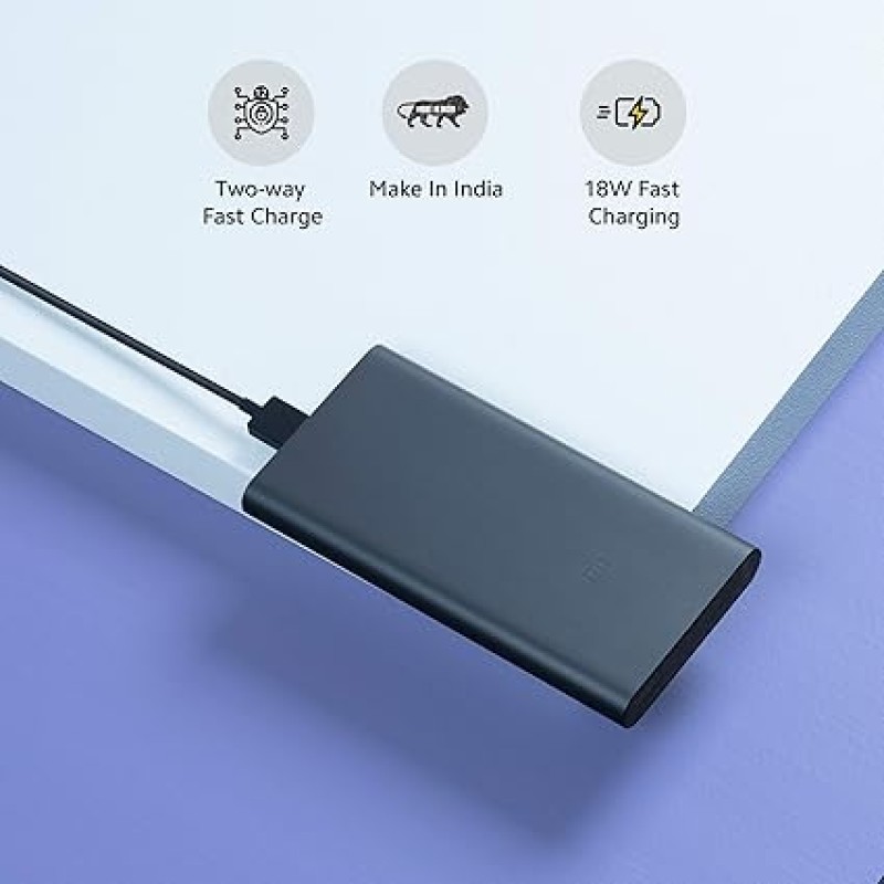 Mi 10000mAH Li-Polymer, Micro-USB and Type C Input Port, Power Bank 3i with 18W Fast Charging (Midnight Black) Mi 10000mAH Li-Polymer, Micro-USB and Type C Input Port, Power Bank 3i with 18W Fast Charging (Midnight Black)