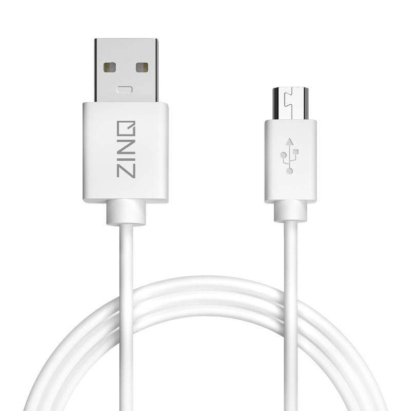Zinq Super Durable Micro to USB 2.0 Round Cable with High Speed Charging, Quick Data Sync and PVC Connectors for All USB Powered Devices (White) Zinq Super Durable Micro to USB 2.0 Round Cable with High Speed Charging, Quick Data Sync and PVC Connectors for All USB Powered Devices (White)