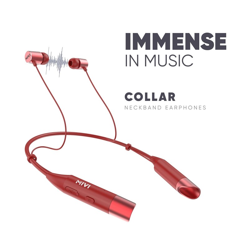 Mivi Collar Wireless Bluetooth 5.0 Neckband in Ear Earphones with Mic Bluetooth Headset Wireless with Stereo Sound, Booming Bass, Long Battery Life, Voice Assistant and IPX4 Sweat Proof Mivi Collar Wireless Bluetooth 5.0 Neckband in Ear Earphones with Mic Bluetooth Headset Wireless with Stereo Sound, Booming Bass, Long Battery Life, Voice Assistant and IPX4 Sweat Proof