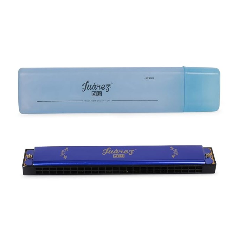 JUAREZ Junior JJ24HB 24 Holes Harmonica Key of C Scale | Mouth Organ | Cover - Aluminium | Comb - Abs | Reed – Brass JUAREZ Junior JJ24HB 24 Holes Harmonica Key of C Scale | Mouth Organ | Cover - Aluminium | Comb - Abs | Reed – Brass