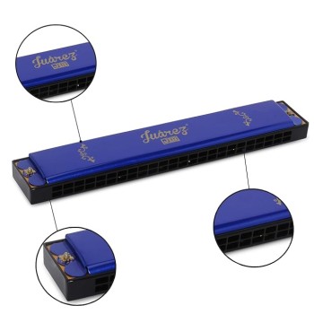 JUAREZ Junior JJ24HB 24 Holes Harmonica Key of C Scale | Mouth Organ | Cover - Aluminium | Comb - Abs | Reed � Brass JUAREZ Junior JJ24HB 24 Holes Harmonica Key of C Scale | Mouth Organ | Cover - Aluminium | Comb - Abs | Reed � Brass