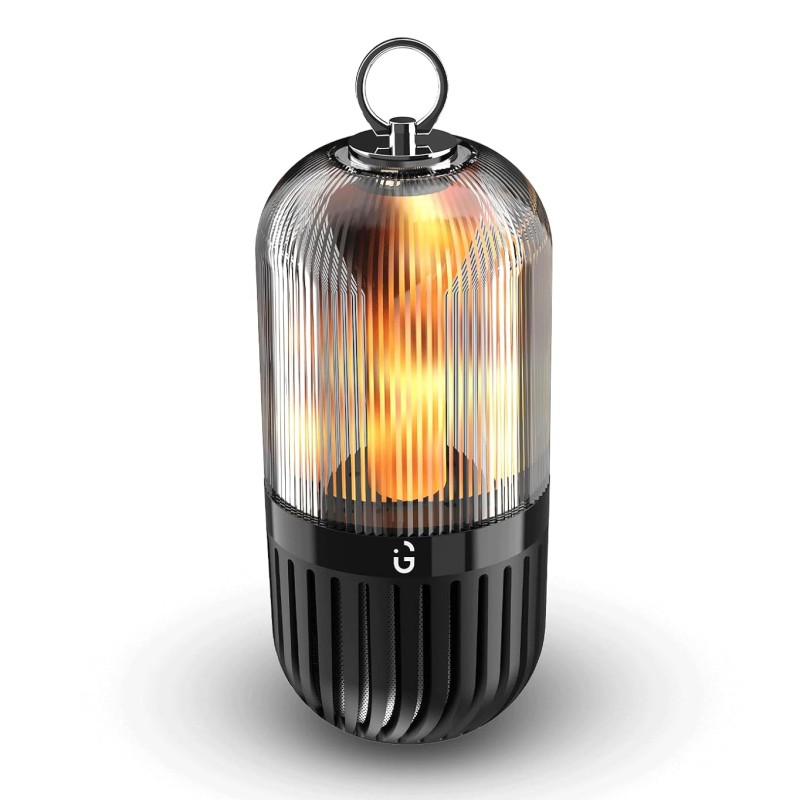 iGear BeDazzle Flame Lamp Wireless Bluetooth Portable Speaker 5 Watts, Rechargeable, Fire Flame Atmosphere Effect HD Stereo (Black), 1 Year Free Replacement Warranty