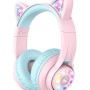 iClever BTH13 Bluetooth Headphones with Mic, Over The Ear Headphone Wireless Cat Ear Unicorn Headphone for Girls Birthday Gift Safe Volume Limited, 45H Playtime, Portable Headset for iPad, Purple