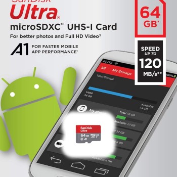 SanDisk Ultra microSD UHS-I Card 64GB, 120MB/s R